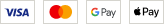 Visa, MasterCard, PayPal, Google Pay ir Apple Pay logotipai